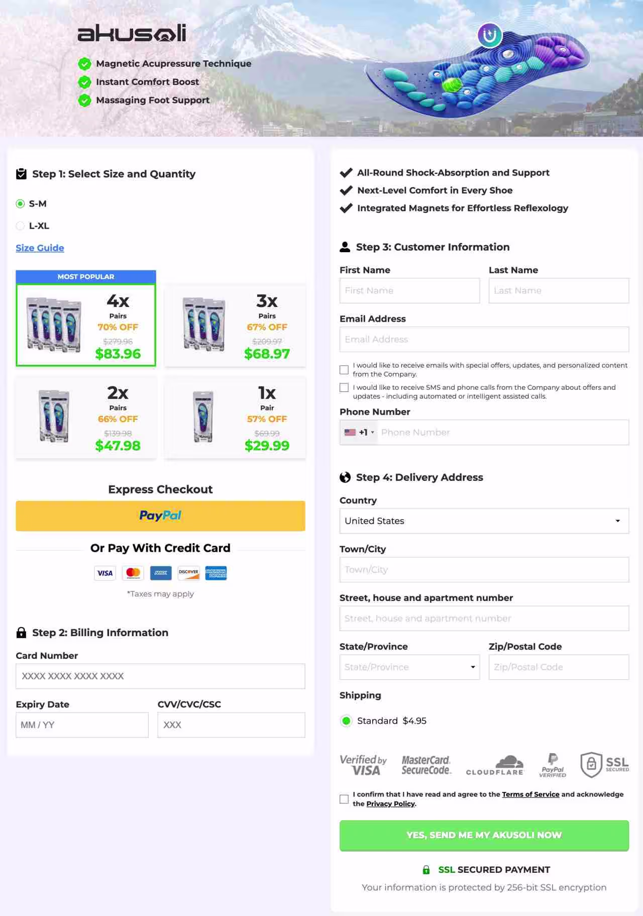 Akusoli Secure Checkout — Order Official Magnetic Insoles USA